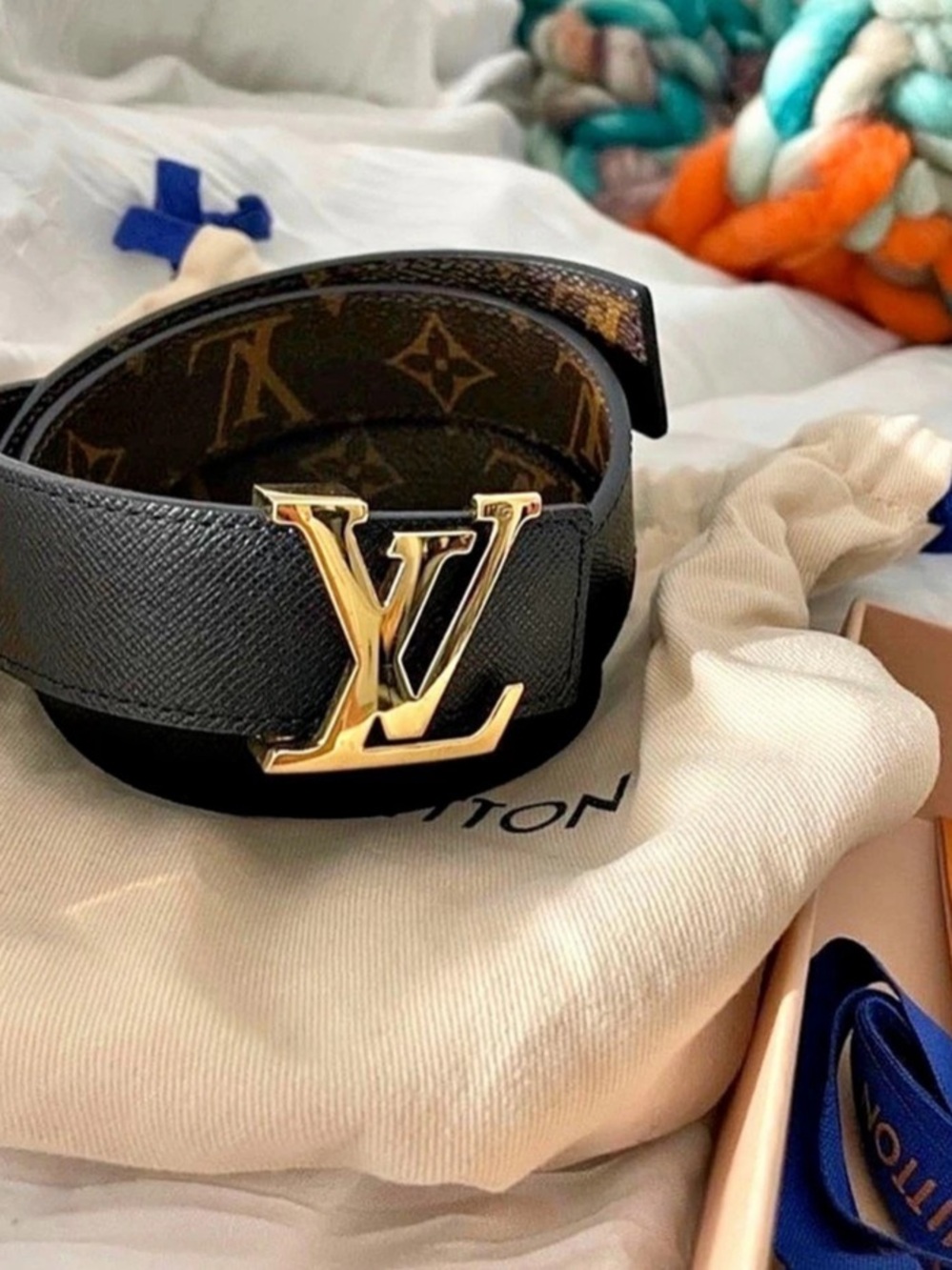 Louis Vuitton LV Initiales 30mm Reversible Belt Black & Brown Waist 75